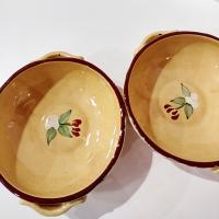 Vintage Artland Margaux Collection Ceramic Coupe Soup Bowls, Set of Two, Tuscan Style Handled Bowls