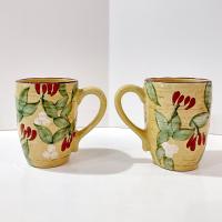Vintage Artland Margaux Collection Ceramic Coffee Tea Mugs, Set of Two, Tuscan Style Mugs
