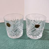 Vintage NEW Cristal D'Arques Durand Masquerade Crystal on the Rocks Glasses, Set of Two, Old Fashioned Whiskey Glasses, Lowball Glasses