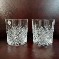 Vintage NEW Cristal D'Arques Durand Masquerade Crystal on the Rocks Glasses, Set of Two, Old Fashioned Whiskey Glasses, Lowball Glasses