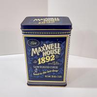 Vintage Maxwell House Coffee 1892 Commemorative 100th Anniversary Tin, Retro Storage Container Box