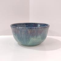 Artisan Blue Green Drip Glaze Ceramic Bowl, Hand Crafted Pottery