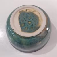 Artisan Blue Green Drip Glaze Ceramic Bowl, Hand Crafted Pottery