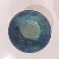 Artisan Blue Green Drip Glaze Ceramic Bowl, Hand Crafted Pottery
