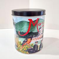 Vintage Maryland Themed Cylinder Tin, Maryland Lover Gift