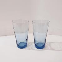 Vintage Libbey Flare Blue Mediterranean 17 Ounce Flat Tumblers / Iced Tea Glasses, Set of Two