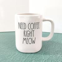Vintage I Need Coffee Meow Rae Dunn Ceramic Mug, Large Oversized Mug, Mother's Day Cat Lover Gift