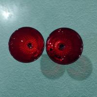 Vintage Paden City Glades Ruby Red Wine Glasses with Chrome Stems, Set of Two