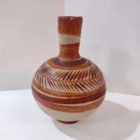Vintage Tonala Mexican Ceramic Water Jug, Hand Painted Clay Pottery Vase, Mexican Folk Art