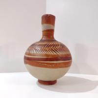Vintage Tonala Mexican Ceramic Water Jug, Hand Painted Clay Pottery Vase, Mexican Folk Art