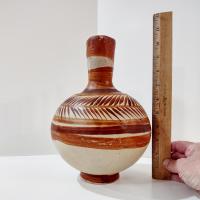 Vintage Tonala Mexican Ceramic Water Jug, Hand Painted Clay Pottery Vase, Mexican Folk Art