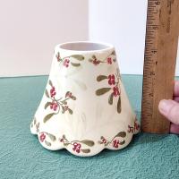 Vintage Yankee Candle Ceramic Shade Jar Topper, Red and Green Mistletoe Design, Holiday Decoration