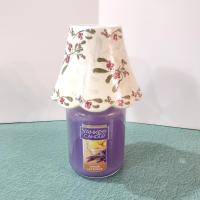 Vintage Yankee Candle Ceramic Shade Jar Topper, Red and Green Mistletoe Design, Holiday Decoration