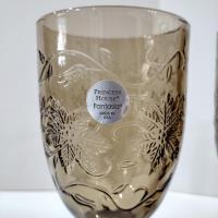 Vintage NEW Princess House Fantasia Mocha Iced Tea Glasses, Amber Smoky Brown Floral Glass Goblets, Set of Two
