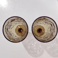 Vintage NEW Princess House Fantasia Mocha Iced Tea Glasses, Amber Smoky Brown Floral Glass Goblets, Set of Two