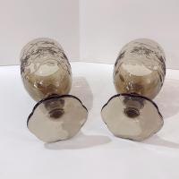 Vintage NEW Princess House Fantasia Mocha Iced Tea Glasses, Amber Smoky Brown Floral Glass Goblets, Set of Two