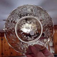 Vintage NEW Princess House Fantasia Mocha Plates, Amber Brown Floral Glass Salad Dessert Luncheon Plates, Set of Three