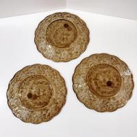 Vintage NEW Princess House Fantasia Mocha Plates, Amber Brown Floral Glass Salad Dessert Luncheon Plates, Set of Three