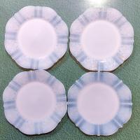 Vintage Macbeth Evans American Sweetheart Monax Glass Salad Dessert Appetizer Plates, Set of Four, 1930's Depression Glassware