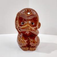 Vintage Ceramic Speak No Evil Monkey Tiki Cocktail Mug, Benihana Monkey Collectible Drink Cup, 1970s Restaurant Souvenir Kitsch