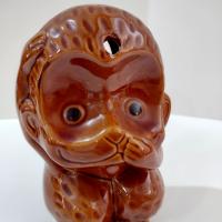 Vintage Ceramic Speak No Evil Monkey Tiki Cocktail Mug, Benihana Monkey Collectible Drink Cup, 1970s Restaurant Souvenir Kitsch