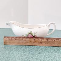 Vintage Canonsburg Moss Rose Gravy Boat Pitcher, MCM Pink Floral Sauce Boat