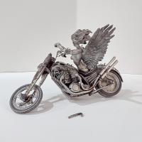 Vintage Franklin Mint Temptation Rides Pewter Statue, Julie Bell 1999 Motorcycle Angel Figurine