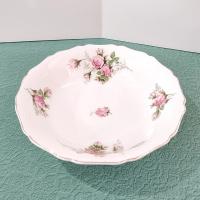 Vintage Canonsburg Moss Rose Serving Vegetable Bowl, MCM Pink Floral Bowl