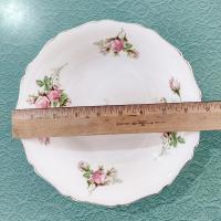 Vintage Canonsburg Moss Rose Serving Vegetable Bowl, MCM Pink Floral Bowl