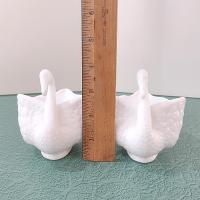 Vintage Imperial Milk Glass Swan Figurative Bowls, Swan Trinket Candy Dishes, Set of 2