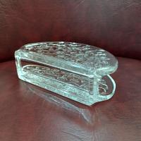 Vintage Princess House Fantasia Floral Pressed Glass Napkin Holder, Poinsettia Flower Desk Letter Holder Organizer