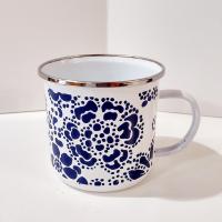 Vintage Blue and White Floral Enamel Mug, Old Navy Camping Mug