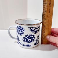 Vintage Blue and White Floral Enamel Mug, Old Navy Camping Mug