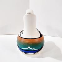 Vintage Navajo Indian Wedding Vase, Judy J Cedar Mesa Signed Pottery, Double Stemmed Flower Vase