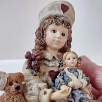 Vintage 1995 Yesterday's Child The Dollstone Collection I Wannabe Series #1, Boyds Bears Figurine Nurse Girl with Teddy Bear
