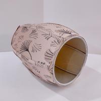 Vintage Oblong Balloon Shaped Fabric Lamp Shade with Fan Print Design, Neutral Beige and Black Patterned Lampshade