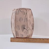 Vintage Oblong Balloon Shaped Fabric Lamp Shade with Fan Print Design, Neutral Beige and Black Patterned Lampshade