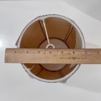 Vintage Oblong Balloon Shaped Fabric Lamp Shade with Fan Print Design, Neutral Beige and Black Patterned Lampshade