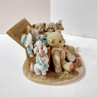 Vintage 1991 Cherished Teddies Christopher Old Friends are the Best Friends, Priscilla Hillman 950483 Enesco Teddy Bear Toy Box Figurine