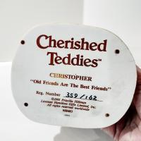 Vintage 1991 Cherished Teddies Christopher Old Friends are the Best Friends, Priscilla Hillman 950483 Enesco Teddy Bear Toy Box Figurine