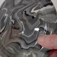 Terrafirma Ellen Evans Signed Studio Pottery Ceramic 7" Plates, Set of Four, Gray/ Black / White Appetizer Snack Plates