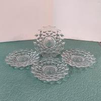 Vintage Fostoria Bread and Butter 6 Inch Plates, American Clear Pattern, Set of Four, UV Reactive Manganese Glassware