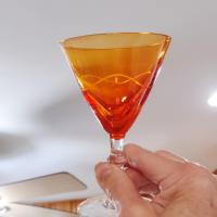 Vintage Orange Martini Cocktail Glasses, Set of Two, Gran Gala Triple Orange Liqueur Advertising Glasses