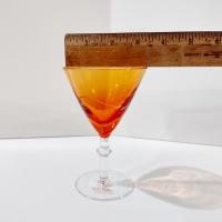 Vintage Orange Martini Cocktail Glasses, Set of Two, Gran Gala Triple Orange Liqueur Advertising Glasses