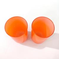 Vintage Orange Hand Blown Cased Glass Tumblers, Set of 2, Orange Highball Cocktail Glasses