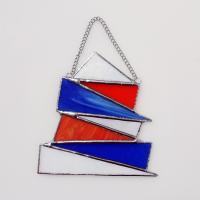 Abstract Geometric Pagoda Stained Glass Suncatcher