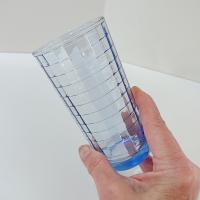 Vintage Blue Block Optic Highball Glasses, Set of 4, Blue Windowpane 9 Ounce Straight Tumblers