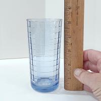 Vintage Blue Block Optic Highball Glasses, Set of 4, Blue Windowpane 9 Ounce Straight Tumblers