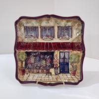 Vintage Kate McRostie Boulevard Square Ceramic Parisian Themed Plates, Set of Four
