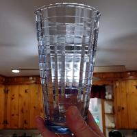 Vintage Pasabahce Blue Block Optic Glass Tumbler, Blue Windowpane 16 Ounce Highball Glass
